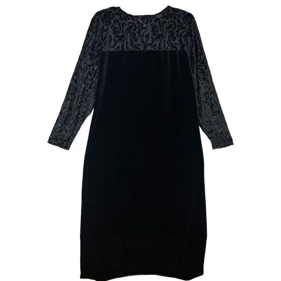 Diane Von Furstenberg DVF Vintage Black Velvet Burnout Maxi Dress Size L - Picture 2 of 9